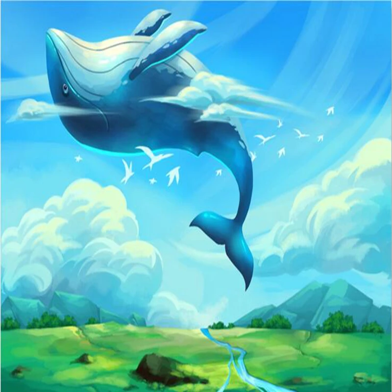 Wallpapers Youman 3d Effect Wallpaper For Walls Free Desktop Wallpaper Modern Cartoon Whale Blue