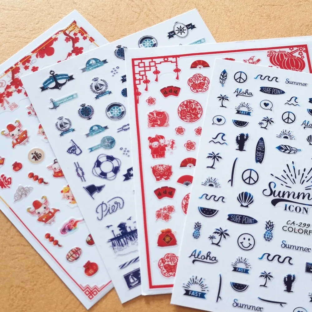 

Sales promotion Newest CA-299 378 summer 3d nail art sticker self-adhesive nail decal template DIY nail decorations tools n