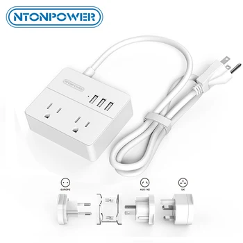

NTONPOWER OSP USB Electrical Outlet Power Strip US Plug 2AC 3 Ports USB Charger Portable with Worldwide Travel Universal Adapter