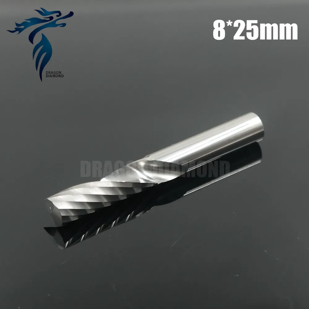 5pcs 8*25MM Single Flute Spiral Drill Bits, Carbide Cutters, CNC