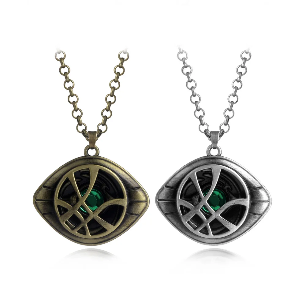 

Avengers Doctor Strange Necklace Green Crystal Eye of Agamotto Necklace Pendant with Link Chain for Women Men Choker Jewelry