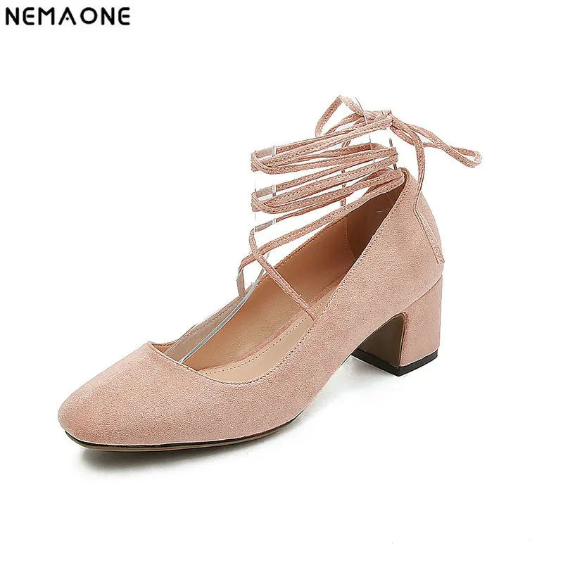 

NEMAONE Gladiator Women Shoes Sexy square Toe Pumps Womens Green Ladies Shoe Zapatos Mujer High Heels Wedding Plus Size 34-43