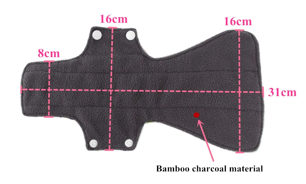 1" тяжелое ночное использование тканевая менструальная прокладка гигиеническая салфетка многоразовые прокладки бамбуковый уголь флисовая подкладка водонепроницаемый PUL MINKY внешний