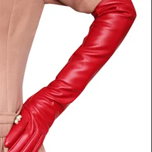 Сексуальные 50 см женские Девушки диско танцевальный костюм вечерние красные пальцы ПУ кожа Длинные свадебные перчатки