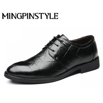 

Dropshipping hot sale men round toe lace up leather shoes male fashion dress business brogue shoes men office wedding shoes A067