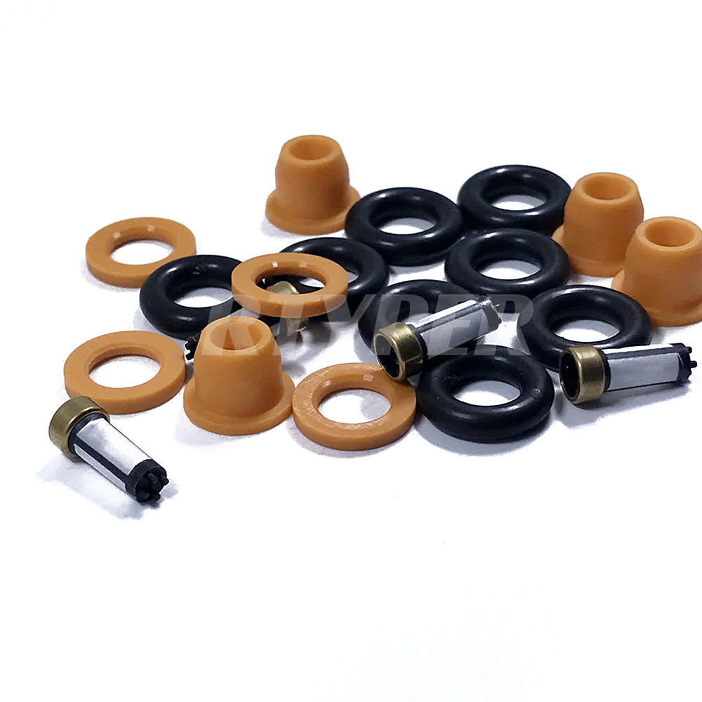 4 Sets Injector Repair Kits Micro Filter Oring Plastic Gasket Pintle Cap 02103 For Bosch 0280150951 for Audi A4/S4/S6/A6 2.0 2.2