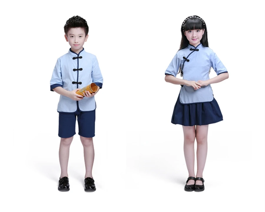 Детская Китайская одежда HanFu для мальчиков и девочек, китайский Чонсам для девочек, новогоднее платье, школьная форма для детского сада, Детский комплект