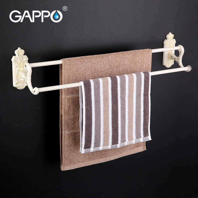 

GAPPO Double Towel Bar Wall Mounted Hanger Towel Holder Hooks Restroom Towel Rack Bathroom Accessories Stainless Steel 60cm