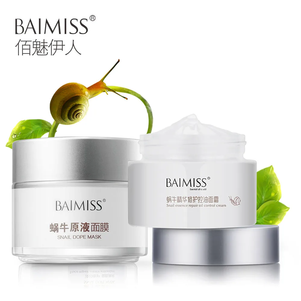

BAIMISS Snail Serum Face Mask +Snail Face Cream Acent Treatment Mask Balcak Head Remover Face Skin Care Whitening Sanil Cream