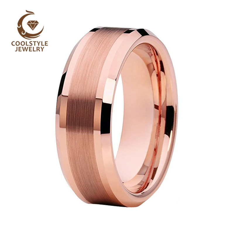 Кольцо из вольфрама с скошенными краями 8 мм для мужчин и женщин|wedding bands for men|wedding