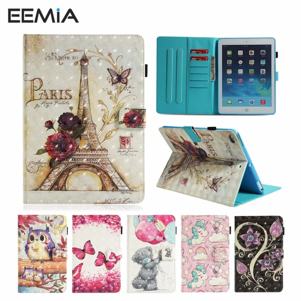 

Tablet Cover For iPad 9.7 2017 Case Synthetic Leather+Soft TPU Glitter Case For iPad 9.7 2018 2017 Stand Shell Silicone EEMIA