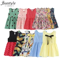 Детские платья без рукавов с цветочным принтом для девочек; хлопковое и льняное платье с цветочным рисунком для маленьких девочек; весенне-летние платья для девочек