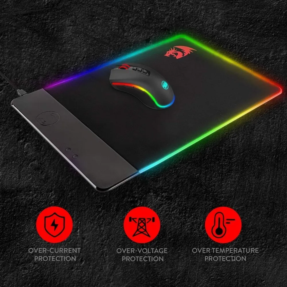 Redragon P025 Qi 10 Вт Беспроводное зарядное устройство Led RGB мышь с подсветкой Pad Xl большой мягкий резиновый игровой коврик для мыши ноутбук Pc Gamer