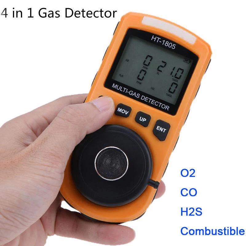 

4 in 1 Multi Gas Detector Oxygen O2 Hydrogen Sulfide H2S Carbon Monoxide CO Combustible Gas Analyzer Monitor Gas Leak Detector