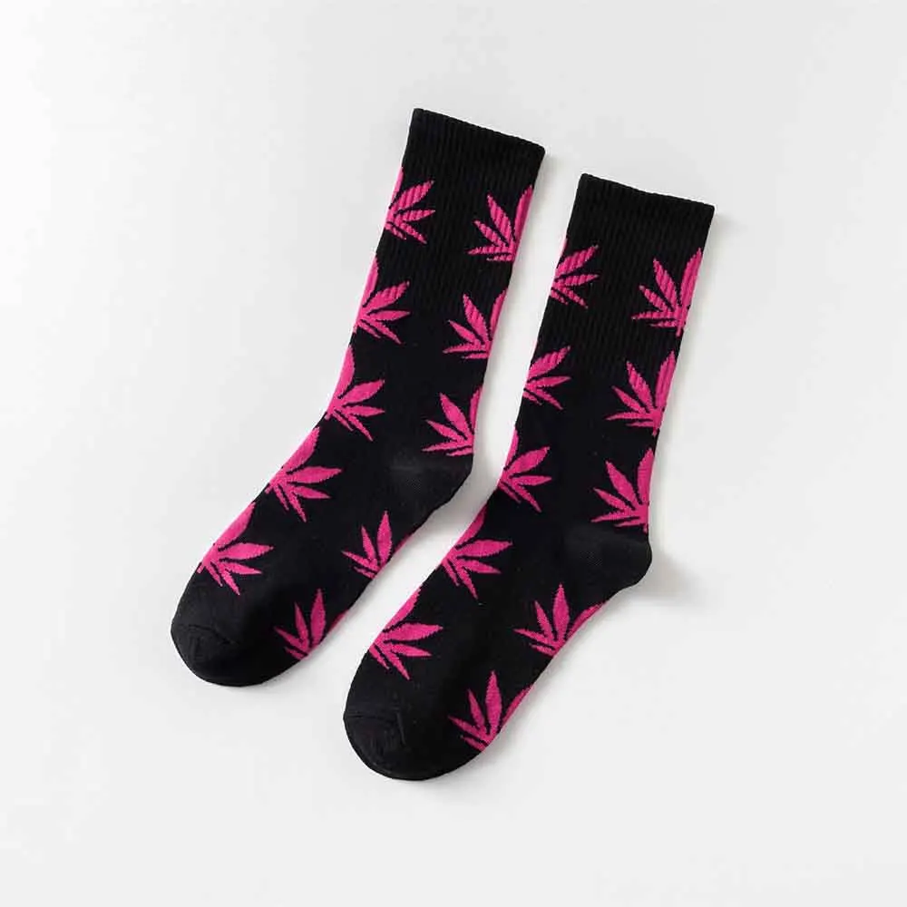 Классные бамбуковые летние женские и мужские забавные короткие носки из конопли Meias, длинные носки с Кленовым листом, хлопковые носки с травкой, белые и черные носки - Цвет: 9