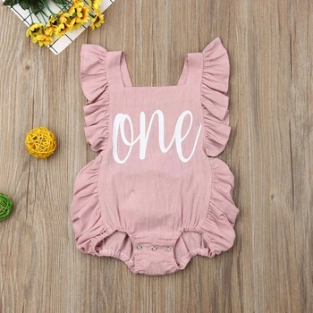 

Brief Romper Clothes Outfit Jumpsuit Toddler Girls Letter Printed Solid Ruffle Robes