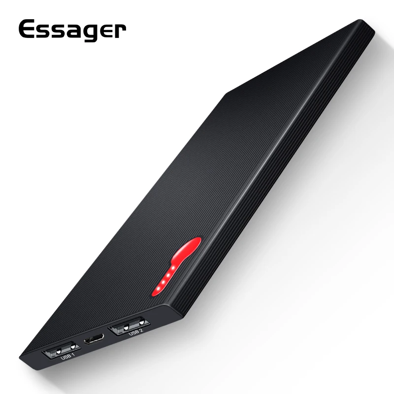 Скидка Essager тонкий внешний аккумулятор 10000 мАч для Xiaomi mi iPhone Huawei 10000 мАч, портативное Внешнее зарядное устройство для быстрой зарядки