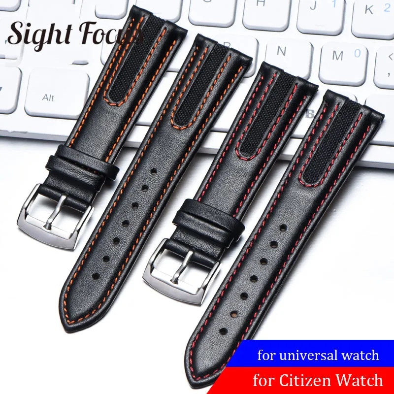 

21mm Red Stitch Watchbands for Citizen Mido Wrist Watch Strap Calf Leather Watch Bracelets Relogio Masculino Orologio Uomo Reloj