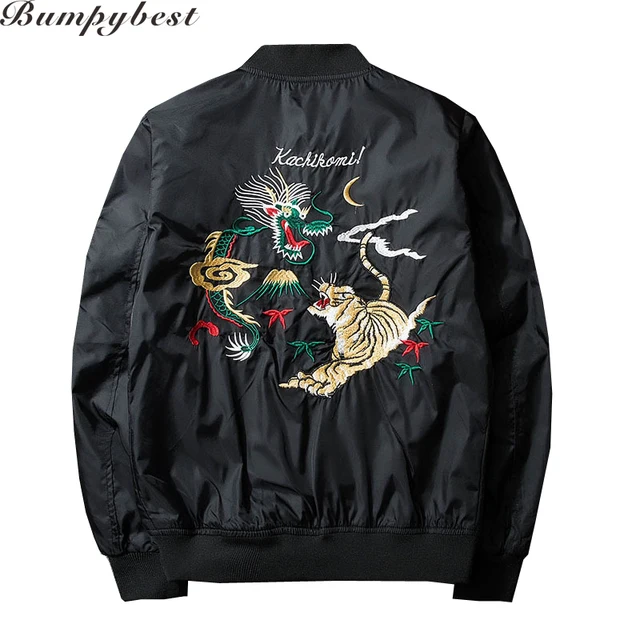 New Men Jacket Embroidery Tiger Coat Jacket Man Pilots MA1 Jacket Veste