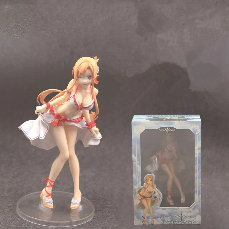 New 21CM Sword Art Online Anime Figure Asuna Yuuki Action Figure Swimsuit Water Ver Sexy Girl Dolls