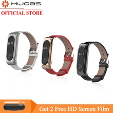 Mijobs Wrist Strap Leather For Xiaomi Mi Band 2 Screwless Wrist Strap Bracelet Smart Band Replacement