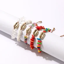 Коми Мода Морская раковина бирюза кристаллы тканые шнурок браслеты красочные бисерные браслеты для женщин ювелирные изделия E20406