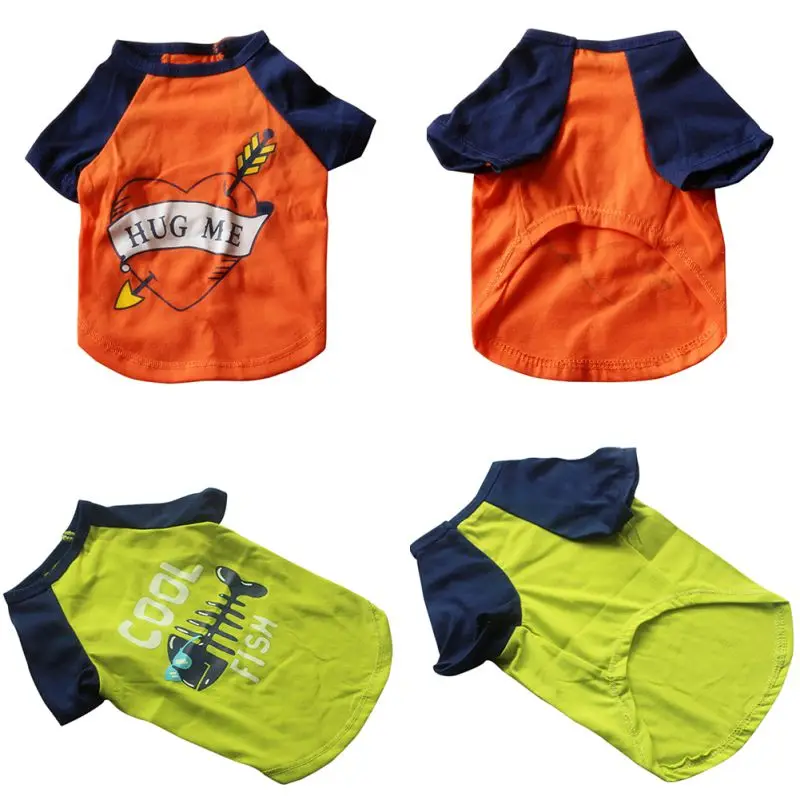 Новая мода Pet Dog футболка печать крутые круглые шеи оранжевый зеленый для Одежда для домашних животных XS-L