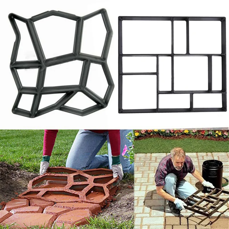 Bricolage-En-Plastique-Chemin-Maker-Moule-Manuellement-Pavage-Ciment-Brique-Moules-pierre-de-jardin-Route-moules