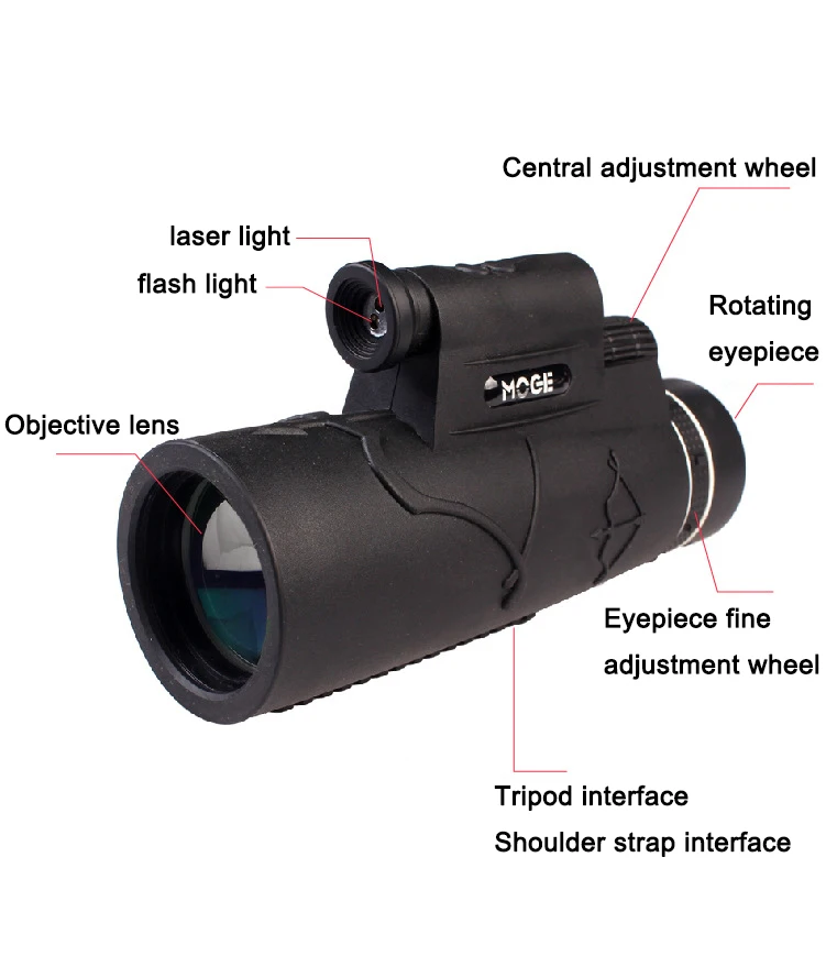 2018 New Arrival Black HD 50x60 Zoom Binocular Monocular Powerful Phone Laser Flashlight Telescope with Tripod Clip for Hunting