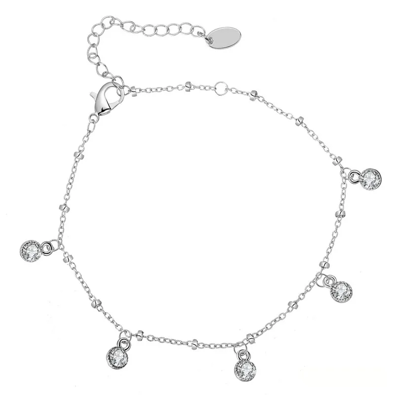 

Fashion Crystal Beads Anklets Gold silver plated Ankle Chain Clover Bracelet Simple Fashion Design Female Beach Foot Jewelry