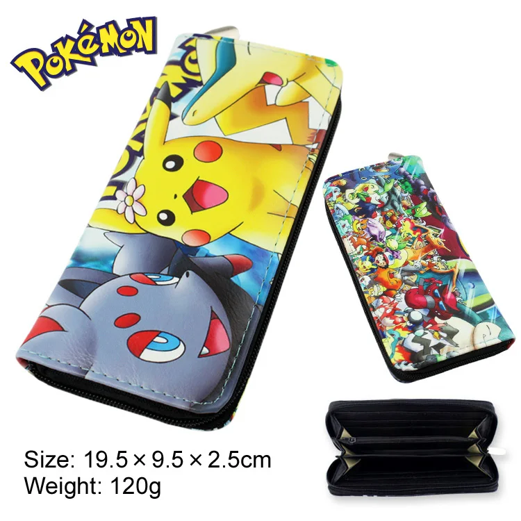 

Anime Pocket Monster colorful long style PU wallet printed with Pikachu/Ash Ketchum etc w/zipper