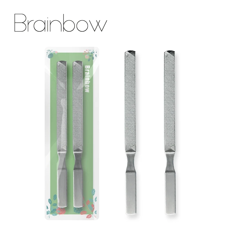 Brainbow 2pcs Professional Nail Files Buffer Stainless Steel 4 Sided Nail File Pedicure and