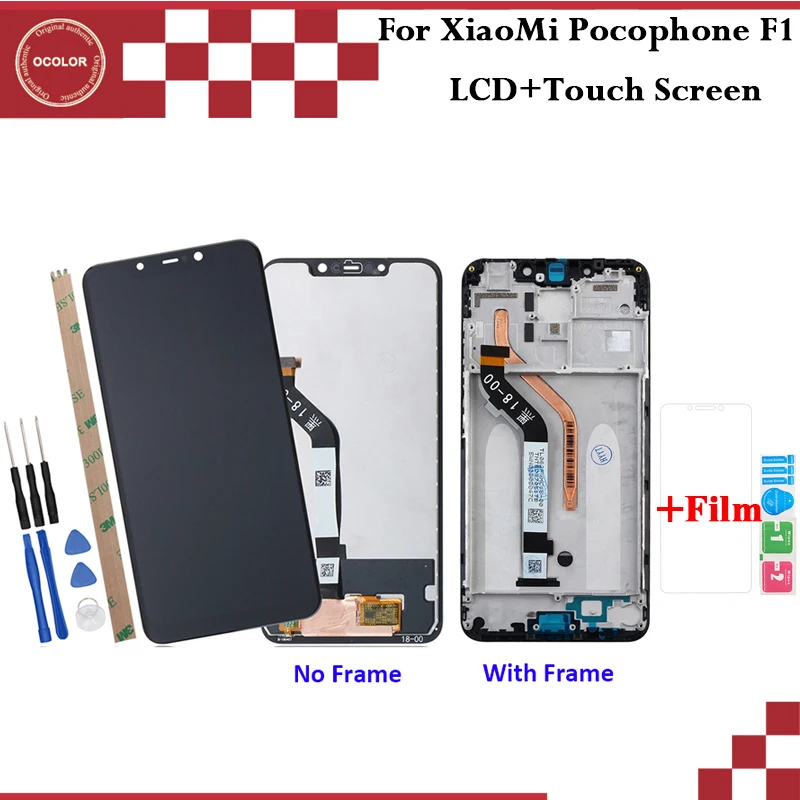 

ocolor For XiaoMi Pocophone F1 LCD Display and Touch Screen +Frame 6.18" Phone Accessories For XiaoMi Pocophone F1 +Tools +Film