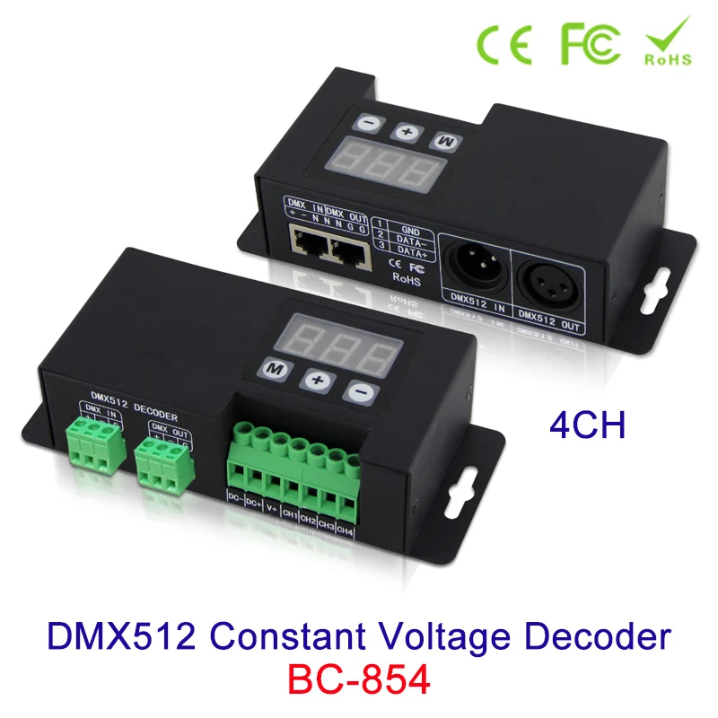 Новый 4 канальный декодер постоянного напряжения DMX512 DC12V 24V RGBW 3 цифровой дисплей