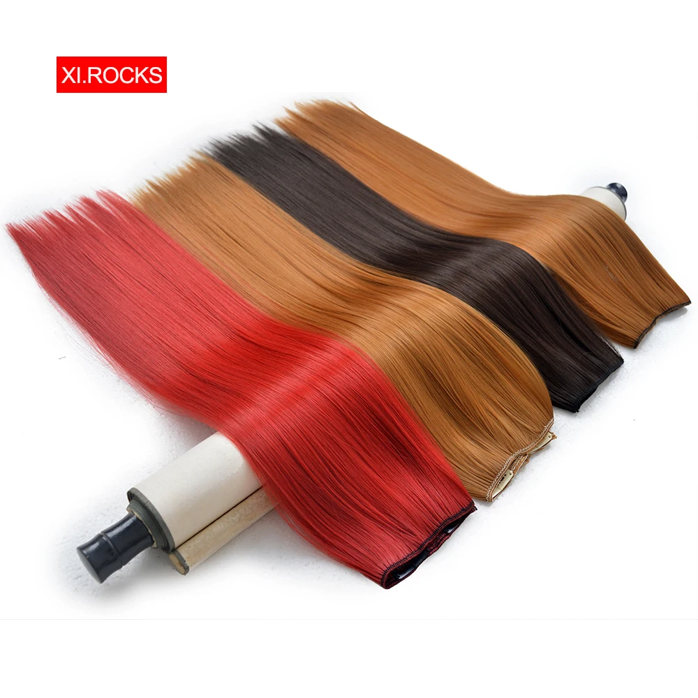 WJLZ5050 1 шт. Xi Rocks длинные волосы для наращивания Натуральные Прямые парики для наращивания синтетические зажимы для волос Поддельные парики