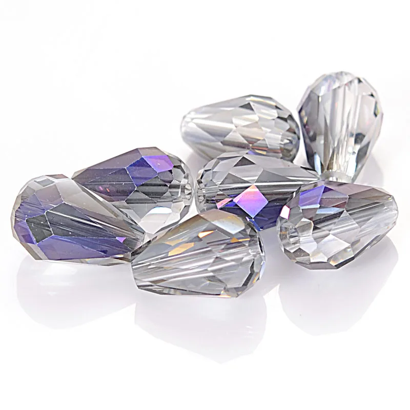 

10 Pcs/Lot Faceted Loose Teardrop Crystal Beads Needlework Colorful Spacer Faceted Waterdrop Glass Beads For Diy Jewelry Making