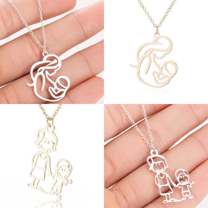 

Jisensp Family MUM BABY Stainless Steel Necklace for Women Fashion Mother Necklace Charms Pendant Choker Jewelry Necklace