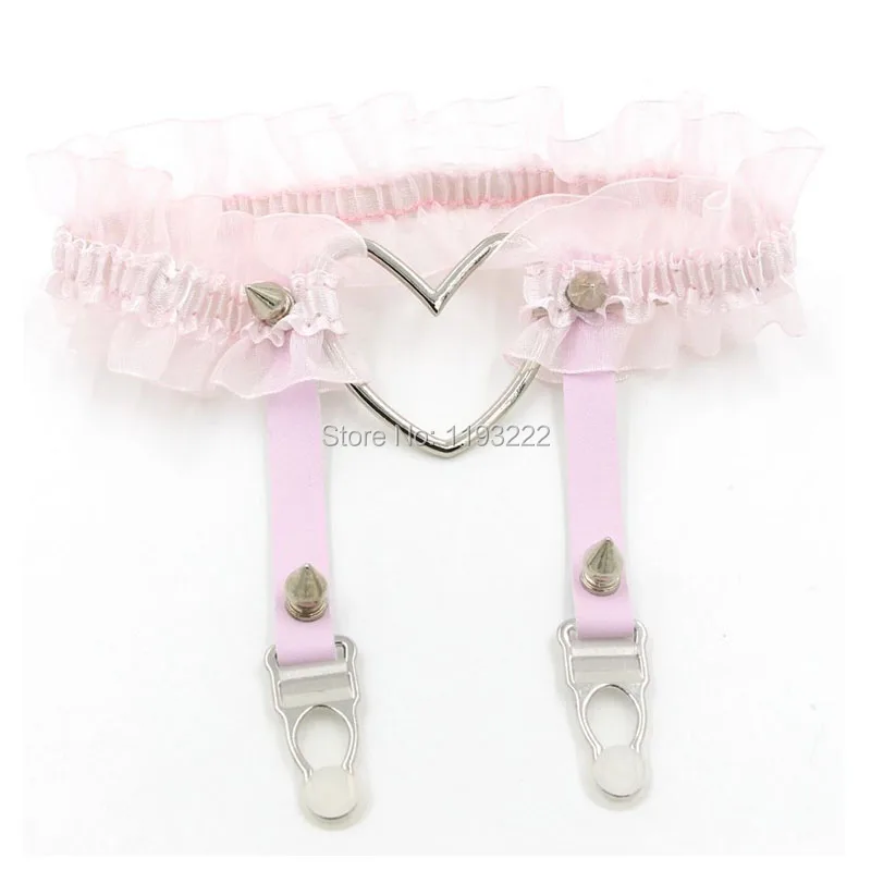 

Top Fashion 100% Hanmdade Sexy Harajuku Lolita Kawaii Lace Floral Leg Large Heart Garter Belt Stocking Suspender Straps