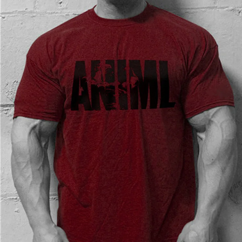 Fashion Fitness Mens Animal Iconic T Shirt Bodybuilding Short Sleeve