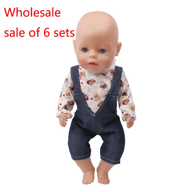 Оптовая продажа 43 см Кукла одежда синий подтяжки брючный костюм кукла платье аксессуары подходит 18 дюймов девочка кукла f687