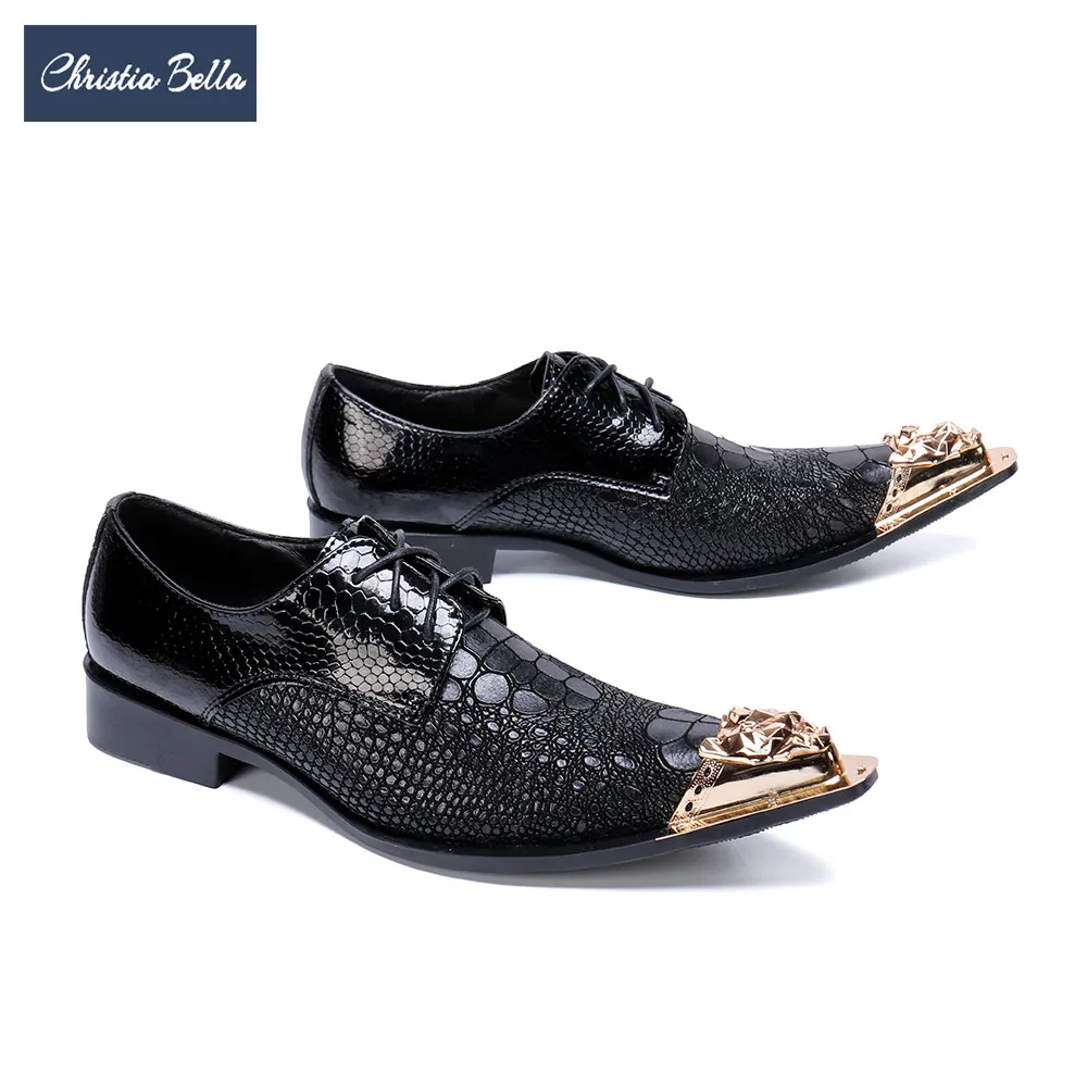 

Christia Bella British Style Cow Leather Men Dress Shoes Party Wedding Formal Shoes Plus Size Pointed Toe Men Oxfords Shoes
