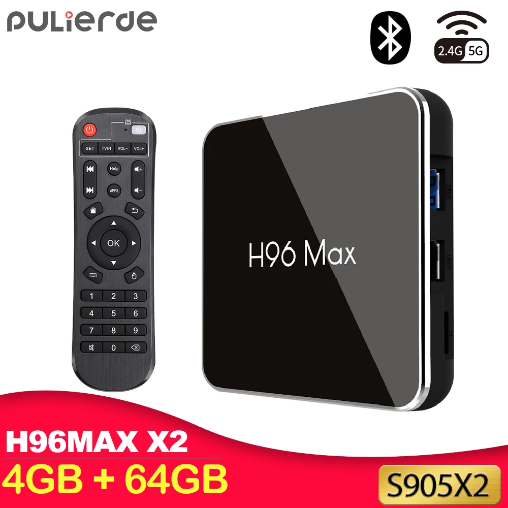 H96MAX X2 Android 8 1 ТВ коробка 4 Гб 64 Amlogic S905X2 4K H2.65 100 м 2 ГГц Wi Fi 5 WI FI Smart Декодер каналов