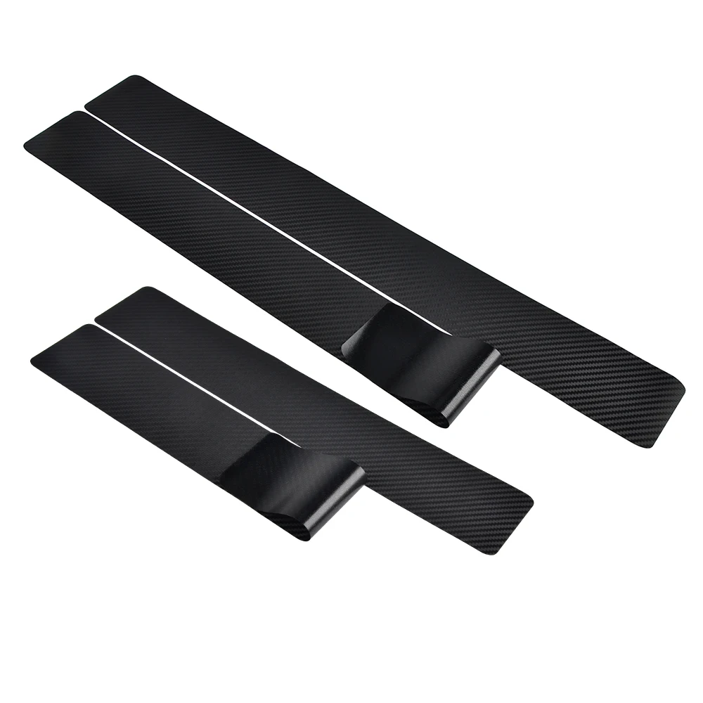 

H2CNC 4PCS Car Door Sill Scuff Covers Front Rear Door Scuff Stickers Welcome Pedal Protector Kit 3D Carbon Fiber Universal