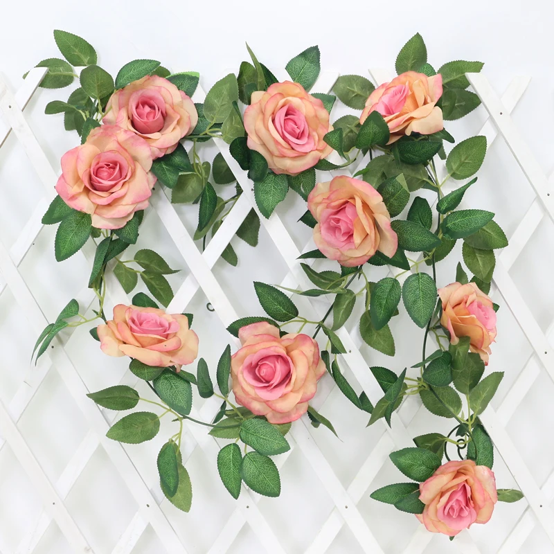 JAROWN Artificial 2m Multi Flower High Quality Rose Vine Fake Flower European Rose Home Wall Hanging Rattan Wedding Decor Flores (43)