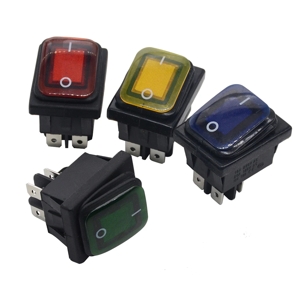 

16A/250V AC 20A/125V AC ON-OFF Heavy Duty 4 pin DPST IP67 Sealed Waterproof T85 Auto Boat Marine Toggle Rocker Switch with LED