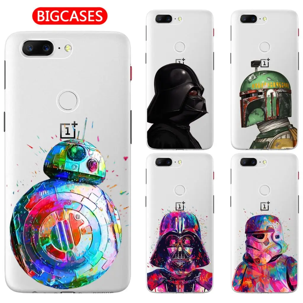 For Oneplus 5T Case Cover 6.01&quot Transparent Soft TPU Silicone Popular Cute Color Star Wars Warrior Soldier Painted Phone |