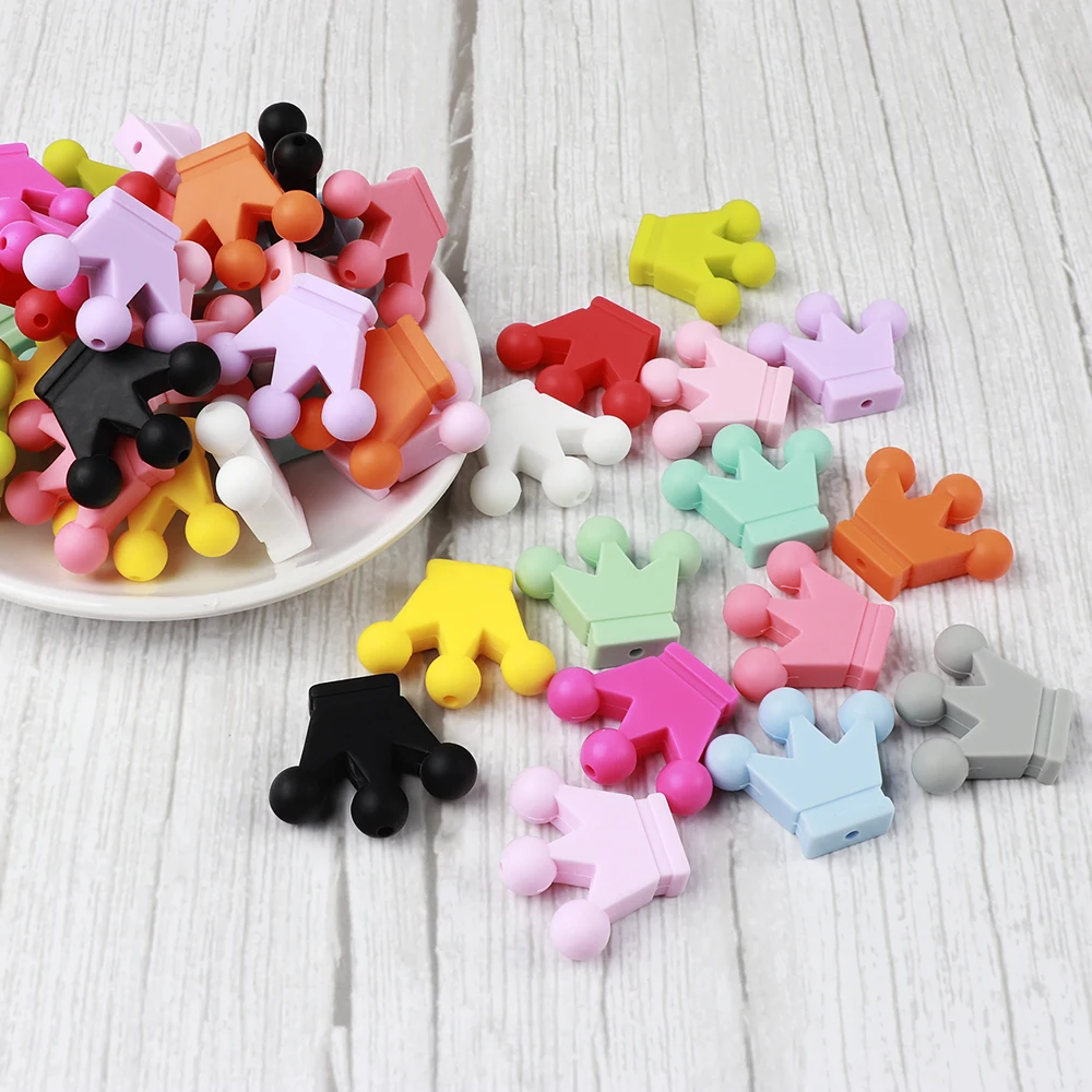 Günstige 50pc Crown Silikon Perlen Baby Schmuck Zubehör Zahnen Halskette, Der Lebensmittel Silikon Perlen