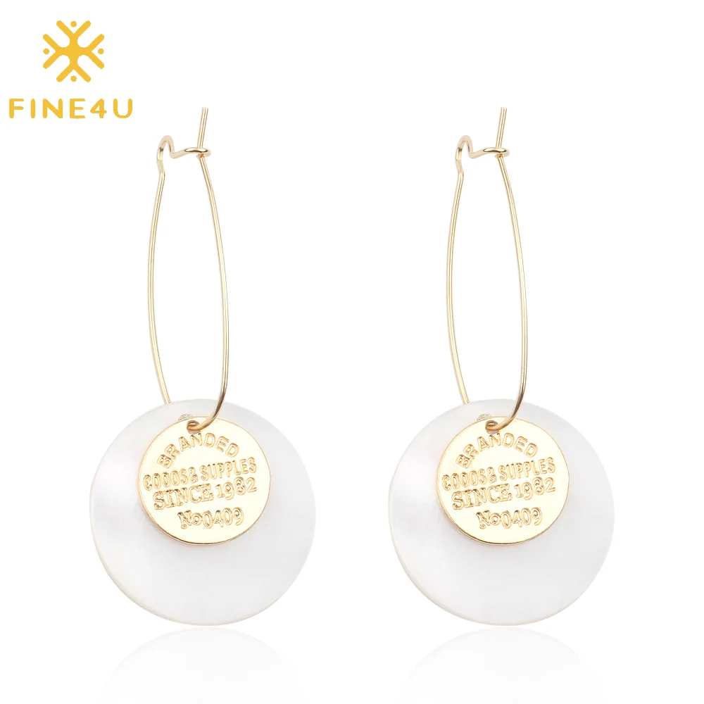 

FINE4U E087 New Korea Style Coin Shell Dangle Earrings Long Tassel Drop Earrings For Women Girl Gifts