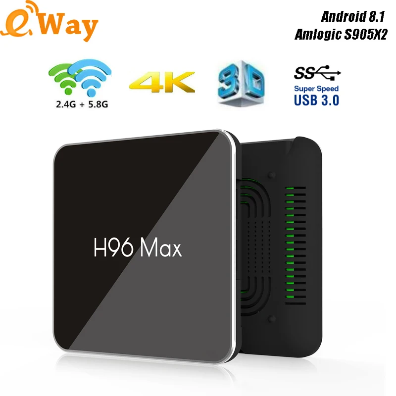 

2019 H96 Max X2 Smart TV BOX Android 8.1 Amlogic S905X2 Quad Core 4GB 32GB 64GB 2.4G&5.8GHz Wifi 4K VP9 Set top box PK X96 MAX