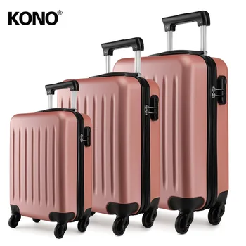 

KONO Rolling Hand Luggage Cabin Suitcase Travel Bag Carry on Trolley Case Nude 4 Wheels Spinner Hardside 19 24 28 Inch YD1872L